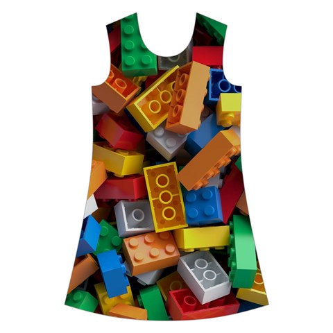 Lego, Toy Block, Colorfulness, Kids Kids  Short Sleeve Velvet Dress from ArtsNow.com Front