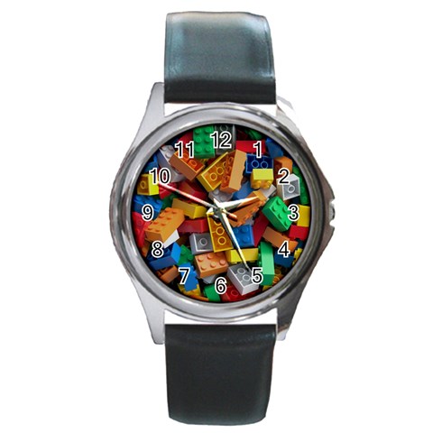 Lego, Toy Block, Colorfulness Round Metal Watch from ArtsNow.com Front