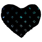 Noice, Dark, Gamer, Games, Gaming, Logo Large 19  Premium Flano Heart Shape Cushions