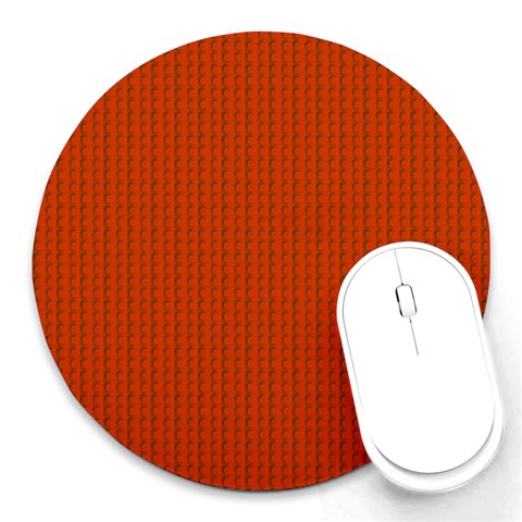 Orange Lego Texture Macro, Orange Dots Background Round Mousepad from ArtsNow.com Front