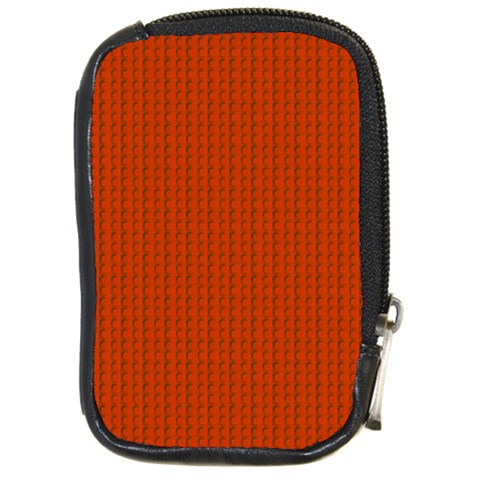 Orange Lego Texture Macro, Orange Dots Background Compact Camera Leather Case from ArtsNow.com Front