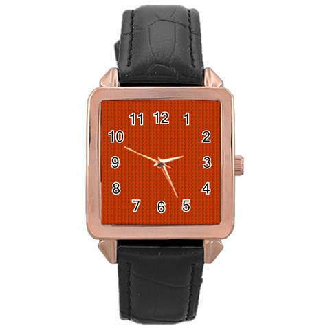 Orange Lego Texture Macro, Orange Dots Background Rose Gold Leather Watch  from ArtsNow.com Front