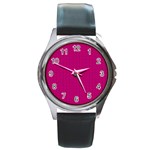 Purple Lego Texture Macro, Purple Dots Background Round Metal Watch