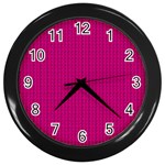 Purple Lego Texture Macro, Purple Dots Background Wall Clock (Black)