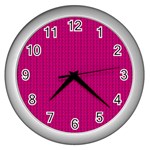 Purple Lego Texture Macro, Purple Dots Background Wall Clock (Silver)