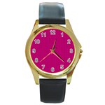 Purple Lego Texture Macro, Purple Dots Background Round Gold Metal Watch