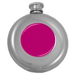 Purple Lego Texture Macro, Purple Dots Background Round Hip Flask (5 oz)