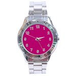 Purple Lego Texture Macro, Purple Dots Background Stainless Steel Analogue Watch