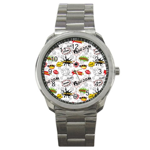 Pattern Seamless Texture Cartoon Sport Metal Watch from ArtsNow.com Front