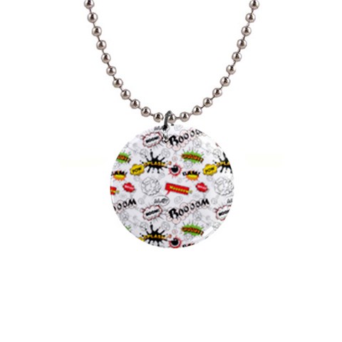 Pattern Seamless Texture Cartoon 1  Button Necklace from ArtsNow.com Front