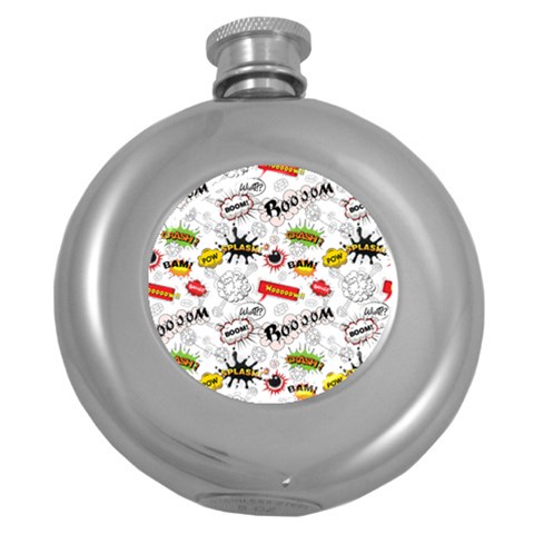 Pattern Seamless Texture Cartoon Round Hip Flask (5 oz) from ArtsNow.com Front