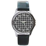 Frets Mosaic Pattern Geometric Round Metal Watch