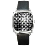 Frets Mosaic Pattern Geometric Square Metal Watch