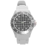 Frets Mosaic Pattern Geometric Round Plastic Sport Watch (L)