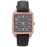 Frets Mosaic Pattern Geometric Rose Gold Leather Watch 