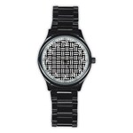 Frets Mosaic Pattern Geometric Stainless Steel Round Watch