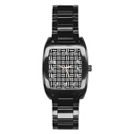 Frets Mosaic Pattern Geometric Stainless Steel Barrel Watch