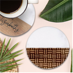 Frets Mosaic Pattern Geometric Classic Marble Wood Coaster (Round) 