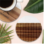 Frets Mosaic Pattern Geometric Marble Wood Coaster (Round)