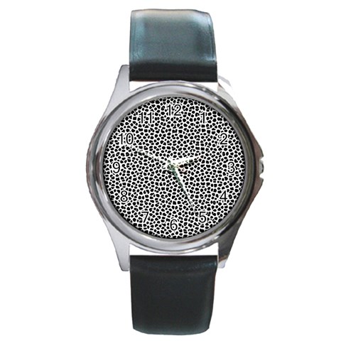 Marble Cracked Pattern Surface Round Metal Watch from ArtsNow.com Front