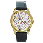 Coffee Mania Caffeine Round Gold Metal Watch