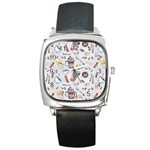 Coffee Mania Caffeine Square Metal Watch