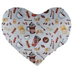 Coffee Mania Caffeine Large 19  Premium Flano Heart Shape Cushions