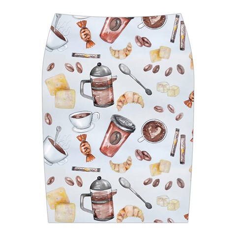 Coffee Mania Caffeine Midi Wrap Pencil Skirt from ArtsNow.com Back