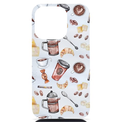 Coffee Mania Caffeine iPhone 14 Pro Black UV Print Case from ArtsNow.com Front