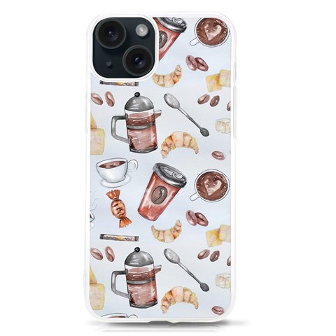 Coffee Mania Caffeine iPhone 15 TPU UV Print Case from ArtsNow.com Front