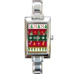 Christmas Time Pattern Christmas Ornament Rectangle Italian Charm Watch