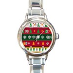 Christmas Time Pattern Christmas Ornament Round Italian Charm Watch