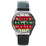 Christmas Time Pattern Christmas Ornament Round Metal Watch