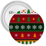 Christmas Time Pattern Christmas Ornament 3  Buttons