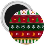 Christmas Time Pattern Christmas Ornament 3  Magnets