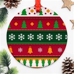 Christmas Time Pattern Christmas Ornament Ornament (Round)