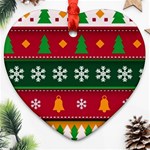 Christmas Time Pattern Christmas Ornament Ornament (Heart)