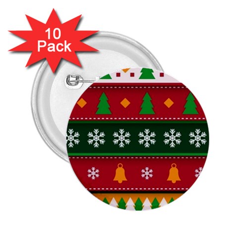 Christmas Time Pattern Christmas Ornament 2.25  Buttons (10 pack)  from ArtsNow.com Front