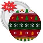 Christmas Time Pattern Christmas Ornament 3  Buttons (10 pack) 