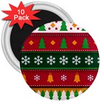 Christmas Time Pattern Christmas Ornament 3  Magnets (10 pack) 