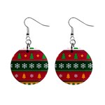 Christmas Time Pattern Christmas Ornament Mini Button Earrings