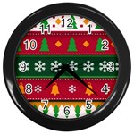 Christmas Time Pattern Christmas Ornament Wall Clock (Black)