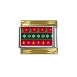 Christmas Time Pattern Christmas Ornament Gold Trim Italian Charm (9mm)