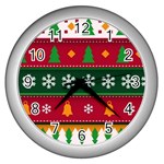 Christmas Time Pattern Christmas Ornament Wall Clock (Silver)