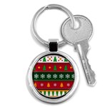 Christmas Time Pattern Christmas Ornament Key Chain (Round)