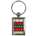 Christmas Time Pattern Christmas Ornament Key Chain (Rectangle)