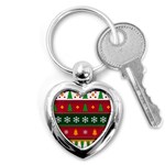 Christmas Time Pattern Christmas Ornament Key Chain (Heart)