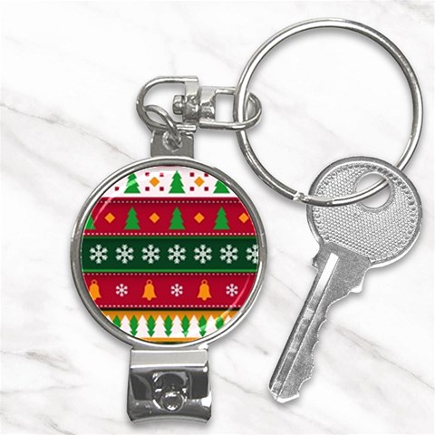 Christmas Time Pattern Christmas Ornament Nail Clippers Key Chain from ArtsNow.com Front