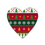 Christmas Time Pattern Christmas Ornament Heart Magnet