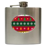 Christmas Time Pattern Christmas Ornament Hip Flask (6 oz)